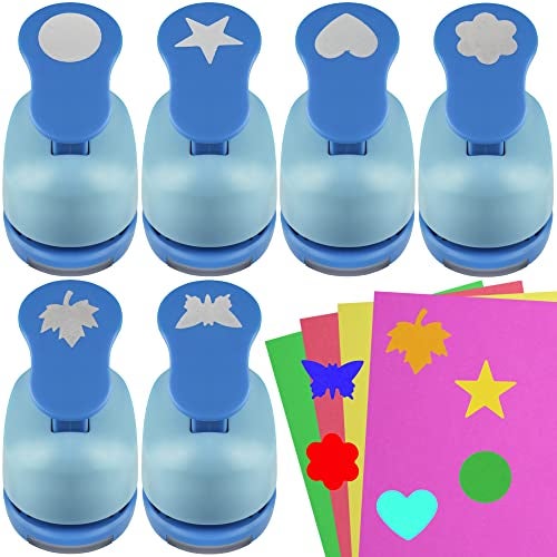 ECOHU Set 6 Craft Hole Punch 1-inch, Craft Punchers - Heart, Circle, Star, Butterfly, Maple Leaf, Flower Paper Punch Sets for Crafting & DIY Projects. (Set 6) - Image 1