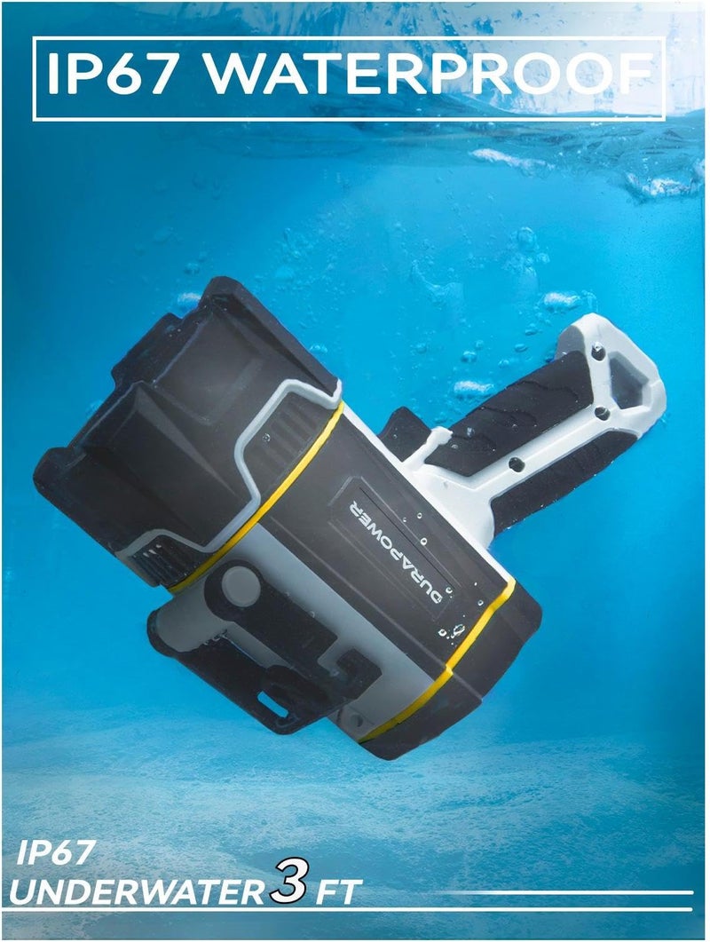 Durapower Rechargeable Spotlight with High Lumen, IP67 Waterproof Spotlight Flashlight, Long Lasting Portable Handheld Spot Light for Marine Boat Hunting - Image 4