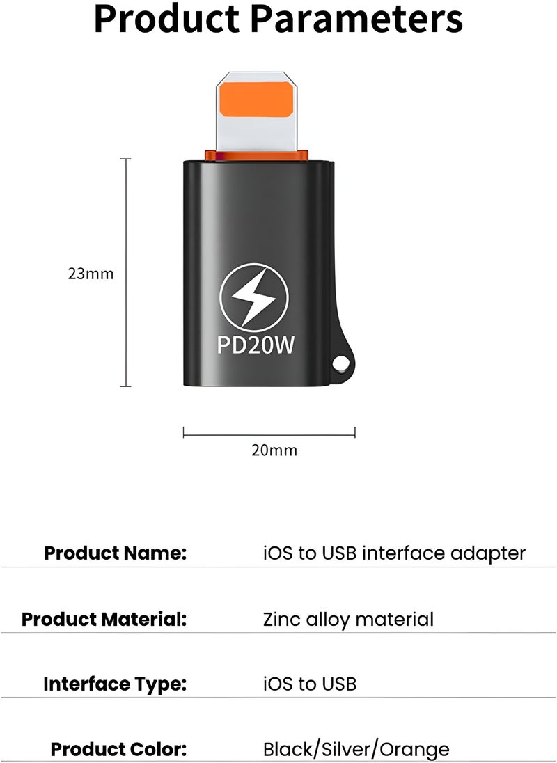 FIRST PRO Portable Lightning to USB 3.0 Adapter, for Apple iPhone to USB 3.0 Female Connector OTG Compatible for all iPhone 11 pro max/13 mini/iPad/USB Flash Drive/hard drive/USB Reader/Camera (Black)  - Image 5