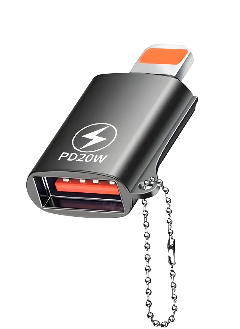 FIRST PRO - Portable Lightning to USB 3.0 Adapter, for Apple iPhone to USB 3.0 Female Connector OTG Compatible for all iPhone 11 pro max/13 mini/iPad/USB Flash Drive/hard drive/USB Reader/Camera (Black) - Image 1