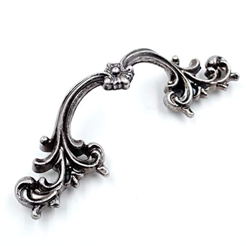 Jetland French Provincial Drawer Pulls - 6-Pack, Aged Silver, 2-1/2" Hole Centers, Vintage Shabby Chic Pulls for Dresser Nightstand Cabinet, PW1619OS64 - Image 5