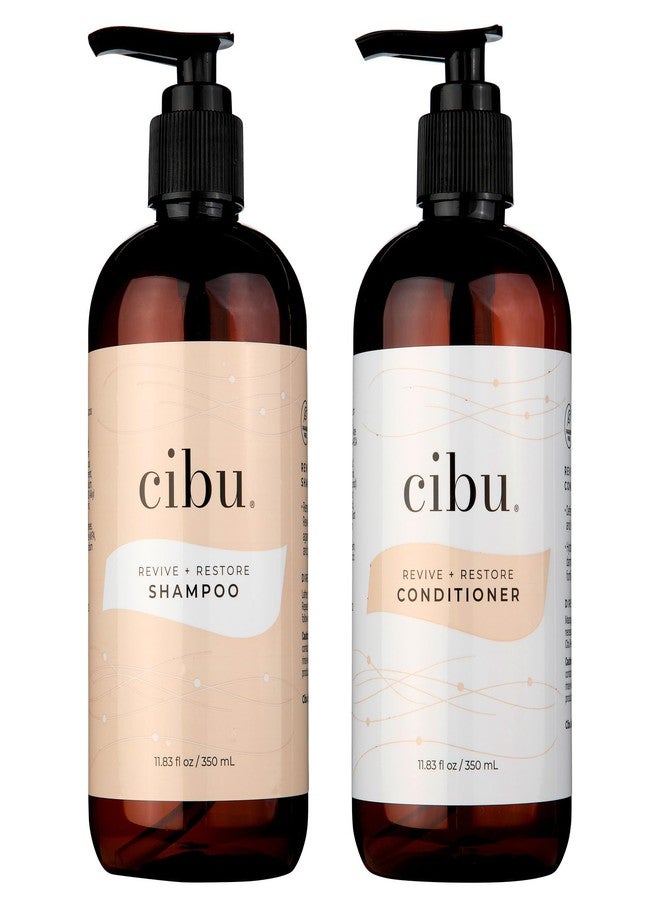 Cibu Revive and Restore Styling Bundle - 11.83oz Shampoo + 11.83oz Conditioner for Dry Damaged Hair - Strengthens and Smoothes Hair Strands with Oleic Acid, Linoleic Acid, Vitamin E & K - Image 1