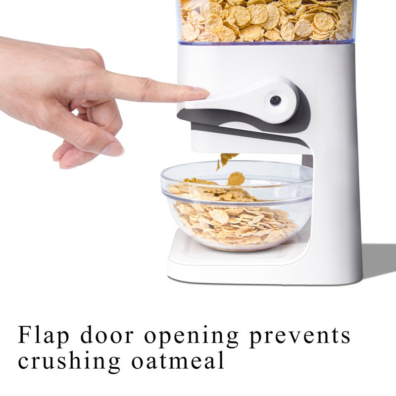 FHJP Cereal Dispenser Countertop, 5L Cereal Containers Storage Dispenser for Pantry, Large Dry Food Cereal Dispenser, Not Easy to Crush Cereal, Can Hold Oatmeal, Candy, Snack, Grain, Pet Food (White, 3Pc) - Image 3