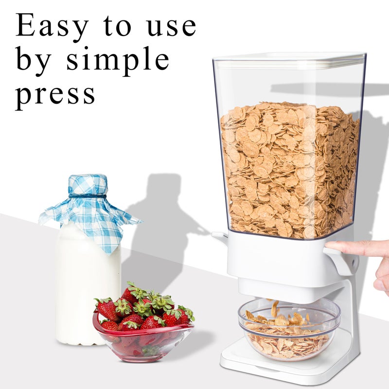 FHJP Cereal Dispenser Countertop, 5L Cereal Containers Storage Dispenser for Pantry, Large Dry Food Cereal Dispenser, Not Easy to Crush Cereal, Can Hold Oatmeal, Candy, Snack, Grain, Pet Food (White, 3Pc) - Image 2