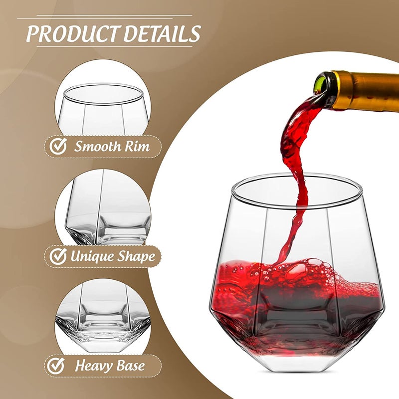 KELVEE Stemless Glasses Set of 6 Shatterproof Glassware Homes Outdoor bar Glass Ideal for Juice Lemon Soda Wine Scotch Cocktails Any Beverage - Image 3