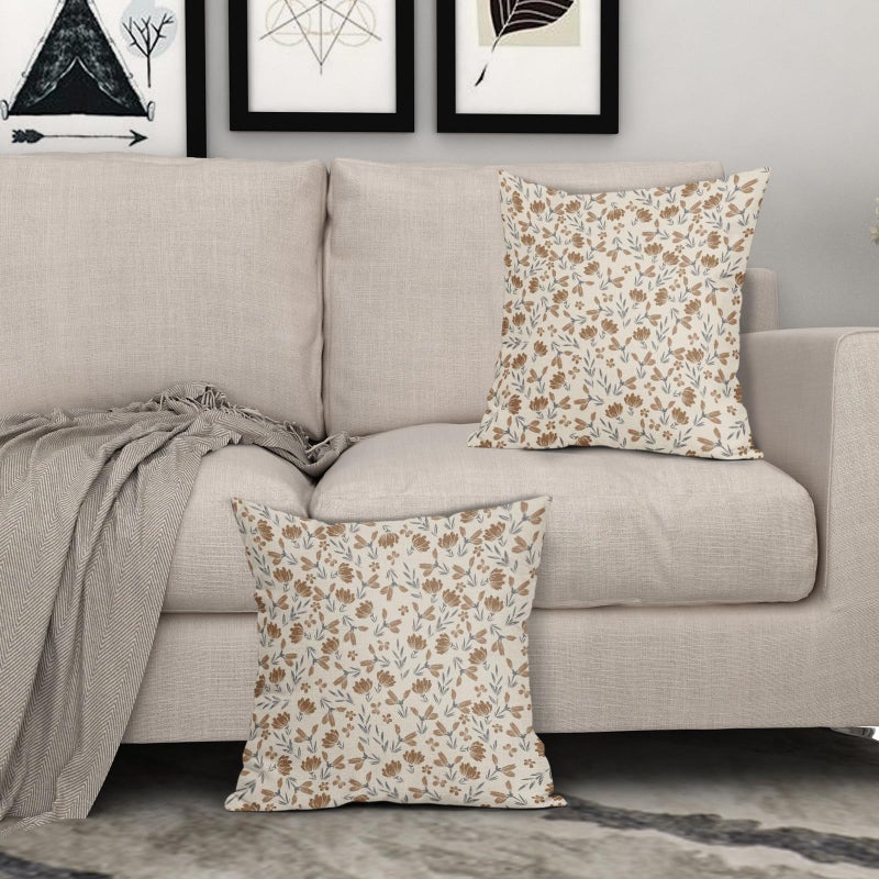 Aytipun Brown Grey Gray Floral Pillow Covers 18x18 Set of 2 Vintage Rustic Old Style Cute Small Flower Print Decorative Outdoor Pillowcases Farmhouse Throw Cushion Case Decor for Couch Sofa Bed - Image 3