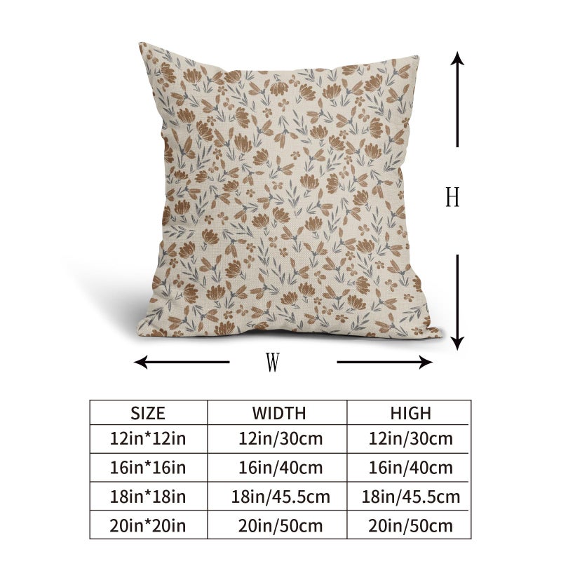 Aytipun Brown Grey Gray Floral Pillow Covers 18x18 Set of 2 Vintage Rustic Old Style Cute Small Flower Print Decorative Outdoor Pillowcases Farmhouse Throw Cushion Case Decor for Couch Sofa Bed - Image 5
