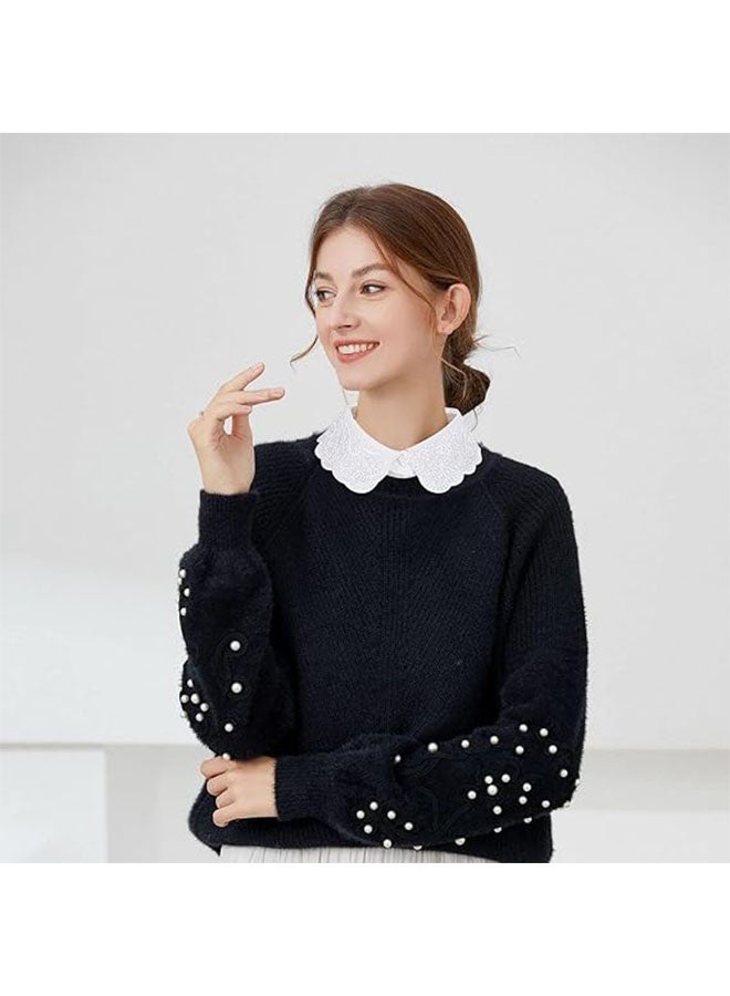 أخبار قطعتان من القميص نصف القميص ذو الياقة المزيفة للسيدات، بلوزة ذات ياقة مزيفة قابلة للفصل، قميص جوكر، طوق مزخرف، طوق ديكي، رباط عنق قطني، نقطة طية صدر السترة المزيفة - Image 2