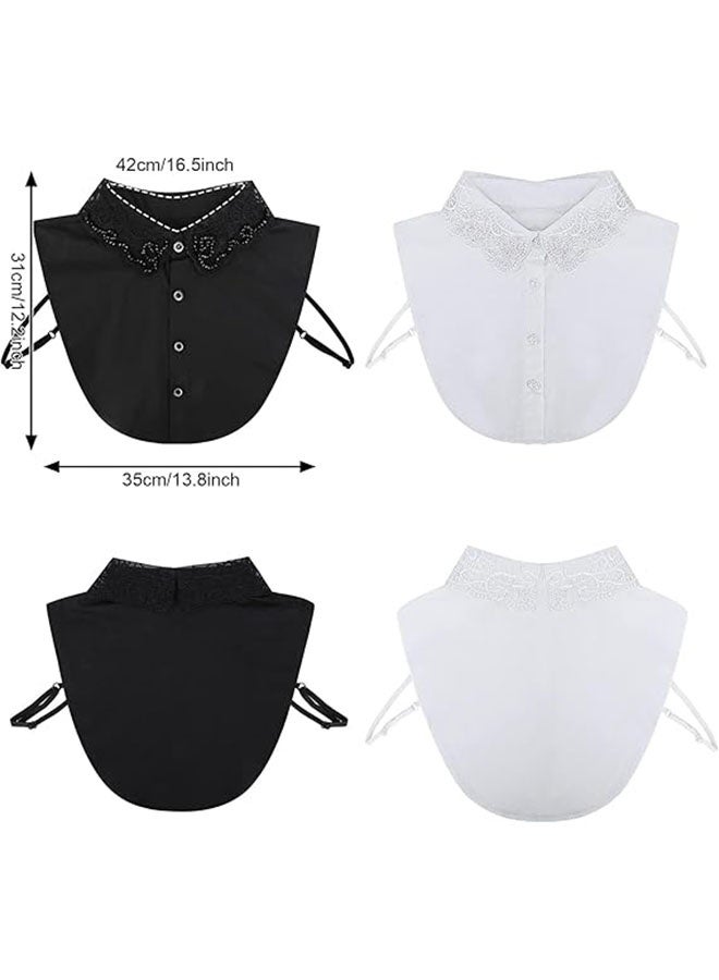 أخبار قطعتان من القميص نصف القميص ذو الياقة المزيفة للسيدات، بلوزة ذات ياقة مزيفة قابلة للفصل، قميص جوكر، طوق مزخرف، طوق ديكي، رباط عنق قطني، نقطة طية صدر السترة المزيفة - Image 5