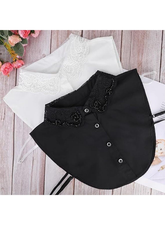 أخبار قطعتان من القميص نصف القميص ذو الياقة المزيفة للسيدات، بلوزة ذات ياقة مزيفة قابلة للفصل، قميص جوكر، طوق مزخرف، طوق ديكي، رباط عنق قطني، نقطة طية صدر السترة المزيفة - Image 4