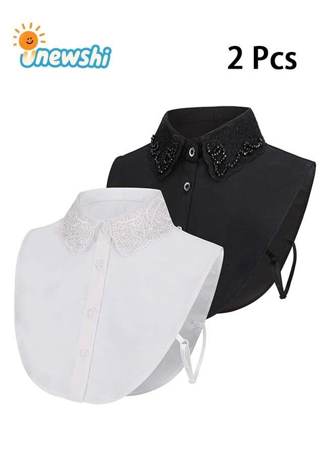أخبار قطعتان من القميص نصف القميص ذو الياقة المزيفة للسيدات، بلوزة ذات ياقة مزيفة قابلة للفصل، قميص جوكر، طوق مزخرف، طوق ديكي، رباط عنق قطني، نقطة طية صدر السترة المزيفة - Image 1