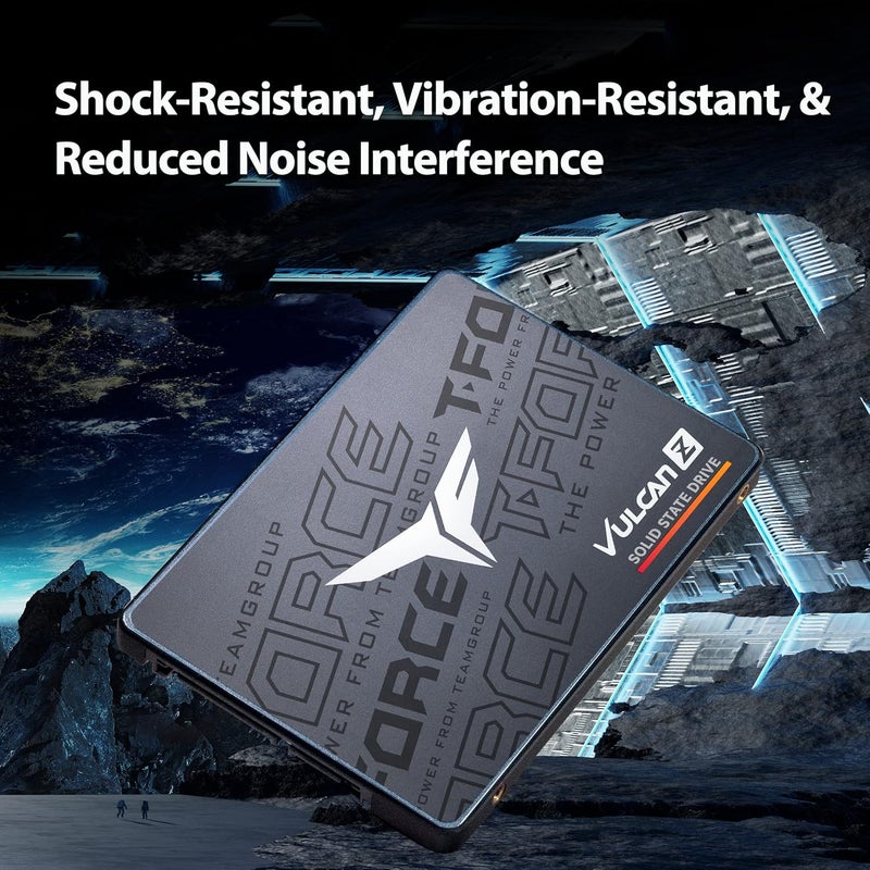 TEAMGROUP T-Force Vulcan Z 512GB مع ذاكرة تخزين مؤقت SLC و NAND ثلاثي الأبعاد TLC مقاس 2.5 بوصة واجهة SATA III محرك أقراص الحالة الصلبة الداخلي SSD (سرعة القراءة/الكتابة تصل إلى 530/470 ميجابايت/ثانية) T253TZ512G0C101 - Image 5