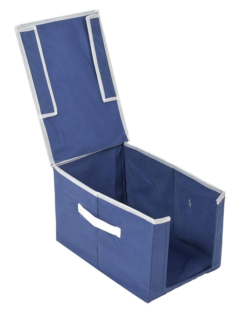 Kuber Industries Kuber Industries NonWoven Cloth Stacker Wardrobe OrganizerBin With Carrying Handle Lid Pack of 2 Navy Blue44KM0403  - Image 5