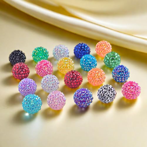 Cmidy 20mm Rhinestone Beads for Pens 20pcs Beaded Pens Beads Bling Glitter Suger Bugglegum Beads Large Balls Crystal Pen Beads for DIY Pens Keychain Making Suppliers Bulk - Image 2