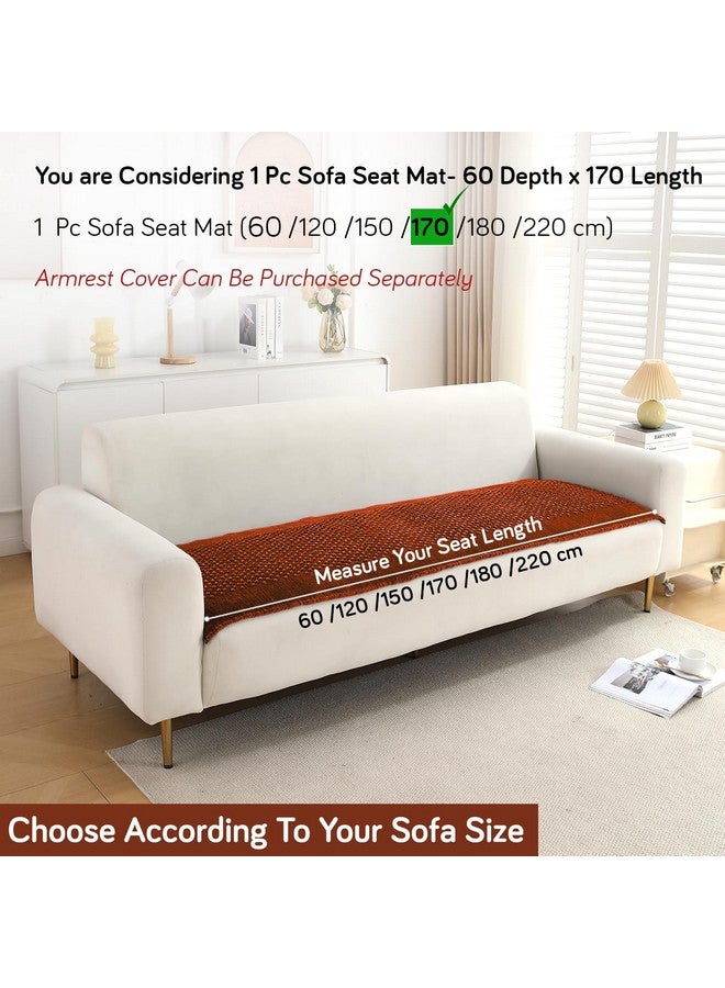 HOKIPO HOKIPO Poly Velvet Handloom Made Thick Sofa Cover Mats For L Shape And 1/2/3 Seater Sofa. Make Your Own Sofa Cover Set, Mat Length 60(D) X 170(L) Cm, Rust Brown (In-760-Rbr)  - Image 4