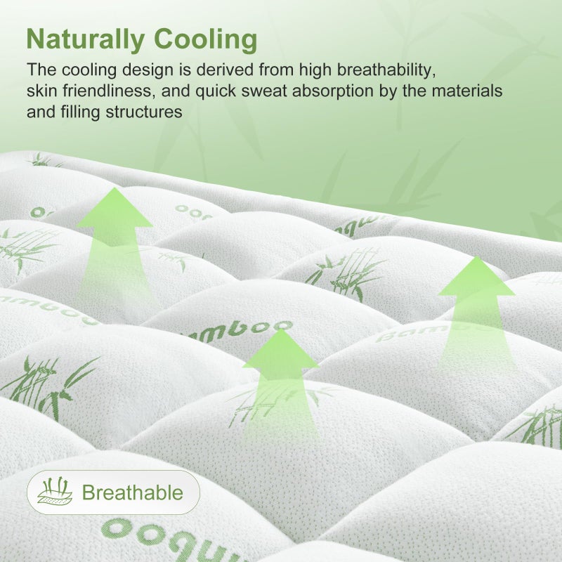 SurChic King Size Mattress Topper Viscose Derived from Bamboo, Soft Thick Pillow Top Mattress Pad Cover for Back Pain, Cooling Mattress Protector with 8-21 Inch Deep Pocket, White - Image 3