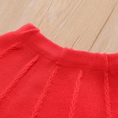 Bold N Elegant Girls Woolen Warm Embroidered Sweater Top with Midi Skirt Winter Party Dress for Girls 1 to 6 Years (Red, 2-3 Years) - Image 4