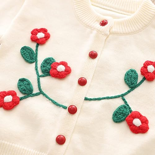 Bold N Elegant Girls Woolen Warm Embroidered Sweater Top with Midi Skirt Winter Party Dress for Girls 1 to 6 Years (Red, 2-3 Years) - Image 3