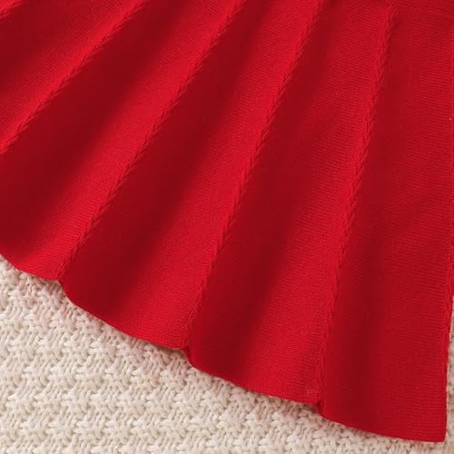 Bold N Elegant Girls Woolen Warm Embroidered Sweater Top with Midi Skirt Winter Party Dress for Girls 1 to 6 Years (Red, 2-3 Years) - Image 5