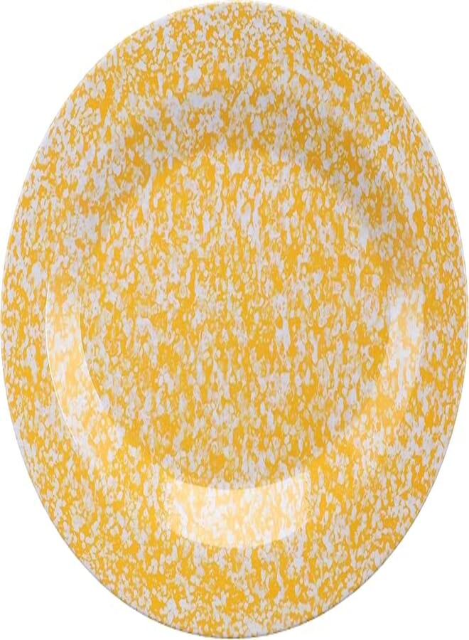 Pure melamine granite oval food service plate for home and restaurant - yellow, medium, 136062