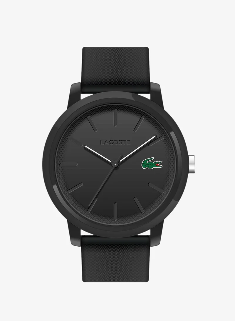 LACOSTE 12.12 Collection Analog Quartz Watch For Men With Black Silicone Bracelet - 2011171