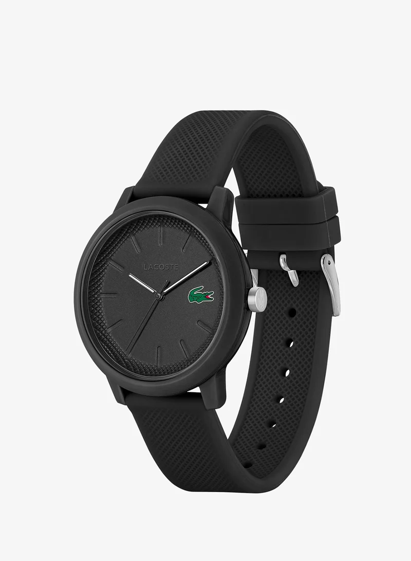 Lacoste  12.12 Collection Analog Quartz Watch For Men With Black Silicone Bracelet - 2011171 for Men | Best Price UAE