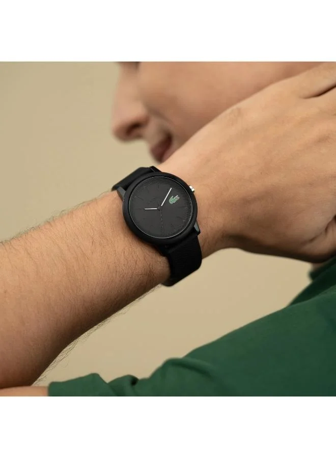 Lacoste  12.12 Collection Analog Quartz Watch For Men With Black Silicone Bracelet - 2011171 for Men | Best Price UAE