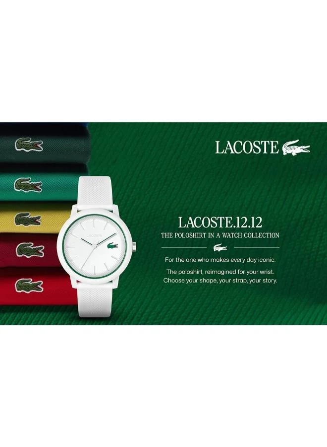 Lacoste  12.12 Collection Analog Quartz Watch For Men With Black Silicone Bracelet - 2011171 for Men | Best Price UAE