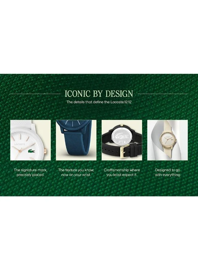 Lacoste  12.12 Collection Analog Quartz Watch For Men With Black Silicone Bracelet - 2011171 for Men | Best Price UAE
