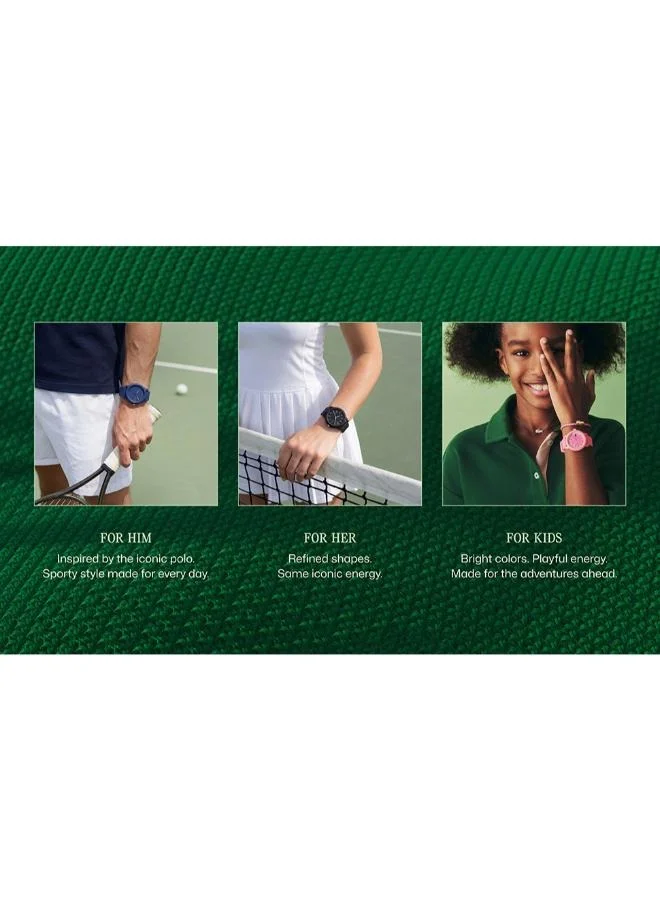 Lacoste  12.12 Collection Analog Quartz Watch For Men With Black Silicone Bracelet - 2011171 for Men | Best Price UAE