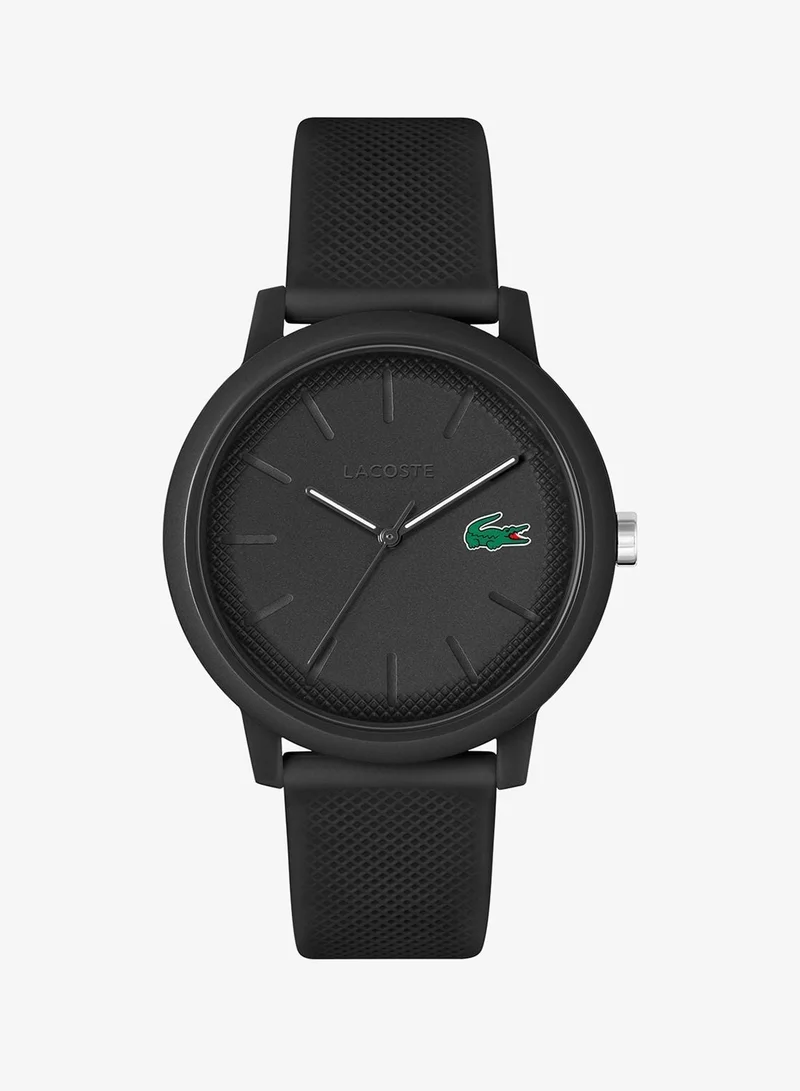 Lacoste 12.12 Collection Analog Quartz Watch For Men With Black Silicone Bracelet - 2011171