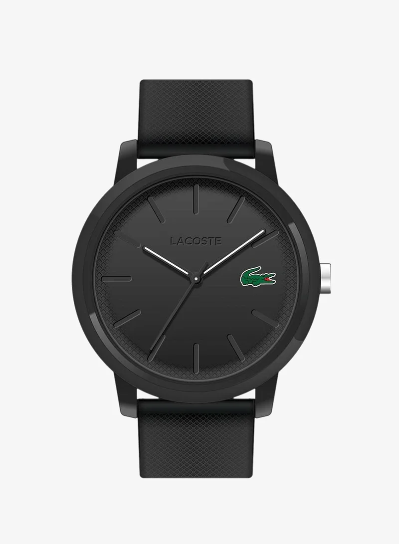 Lacoste 12.12 Collection Analog Quartz Watch For Men With Black Silicone Bracelet - 2011171