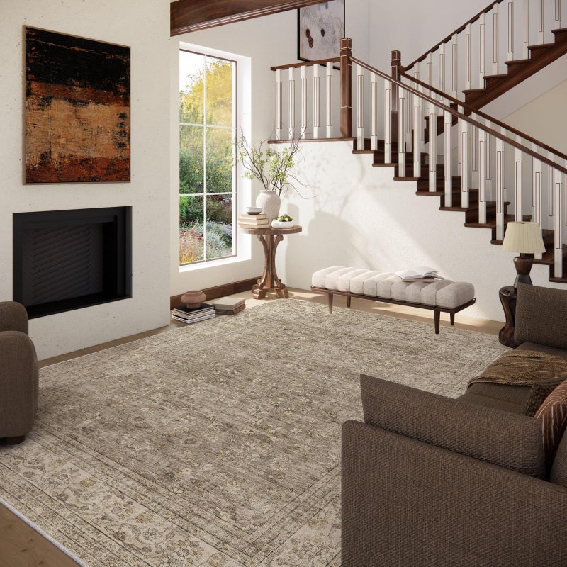 palohom Machine Washable Rugs for Living Room: 8x10 Area Rugs for Bedroom Vintage Stain Resistant Non Slip Low Pile Lightweight Boho Carpet for Kitchen Dining Room Farmhouse Kids Room Nursery - Image 2