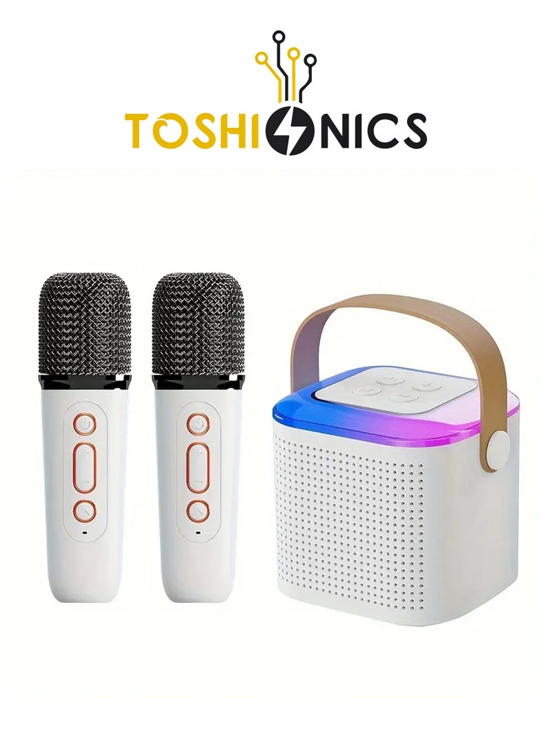 توشونكس آلة كاريوكي صغيرة محمولة للأطفال مع ميكروفون لاسلكي وأضواء RGB وبلوتوث ودعم بطاقة الذاكرة مثالية للفتيات للغناء والترفيه - Image 1