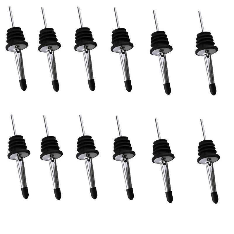 fashion mania 12 Pcs Wine Bottle Opener Stainless Steel Classic Bottle Pourers Tapered Spout Black