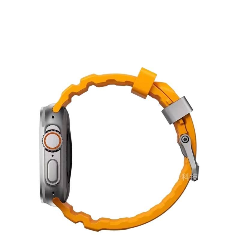 سوار ساعة ذكية سوار رياضي من السيليكون متوافق باللون فضي قابل للتعديل مع Apple Watch 42/44/45/49mm بملاءمة قابلة للتعديل وحزام بديل - Image 2