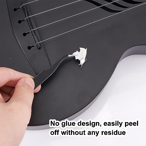 PLIGREAT 2 Pcs Guitar Inlay Stickers, Guitar Fretboard Markers Bats Decals for Acoustic Guitars Electric Guitars Bass Decor Musical Instrument Decorations Removable DIY Neck Stickers - Image 5