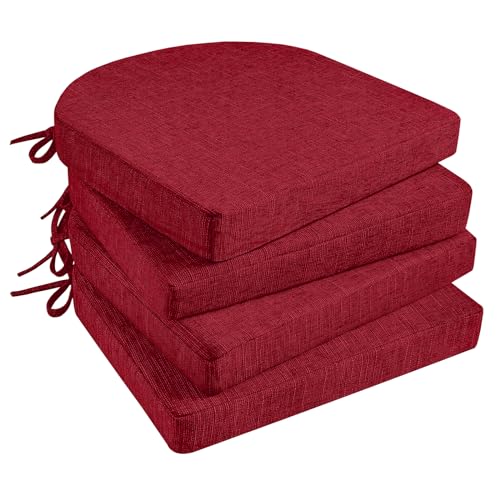 Basic Beyond Chair Cushions for Dining Chairs 4 Pack Kitchen Chair Cushions with Ties and Non Slip Backing 16 x 16 inches Chair Pads for Dining ChairsRed