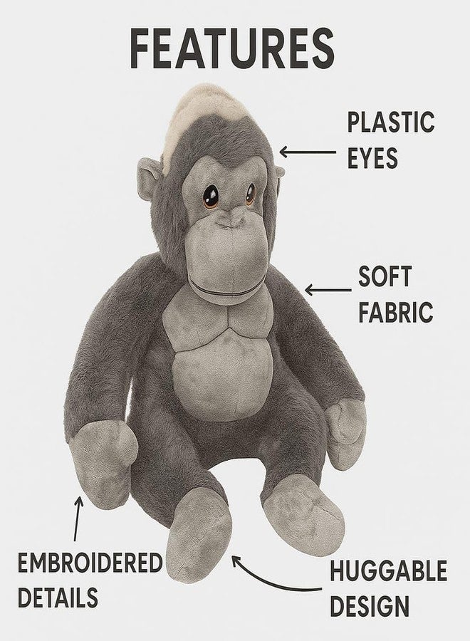 DTR Creation Cute Gorilla Soft Toy | Super Soft Plush Monkey Stuffed Animal | Cuddly Toy Gift for Kids, Boys & Girls ? Brown, Black & Grey (40 cm) - Image 3