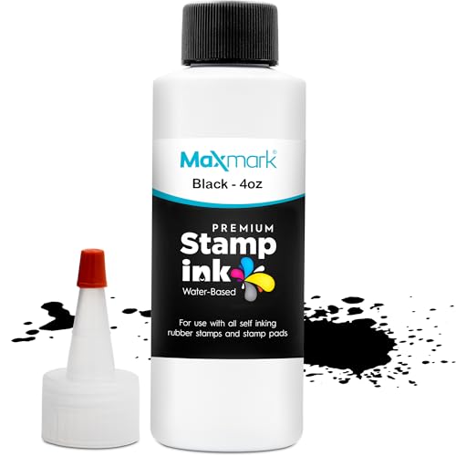 MaxMark Premium Refill Ink with Control Tip Bottle for Self-Inking Stamps, Black Color - 4 oz. - Image 1