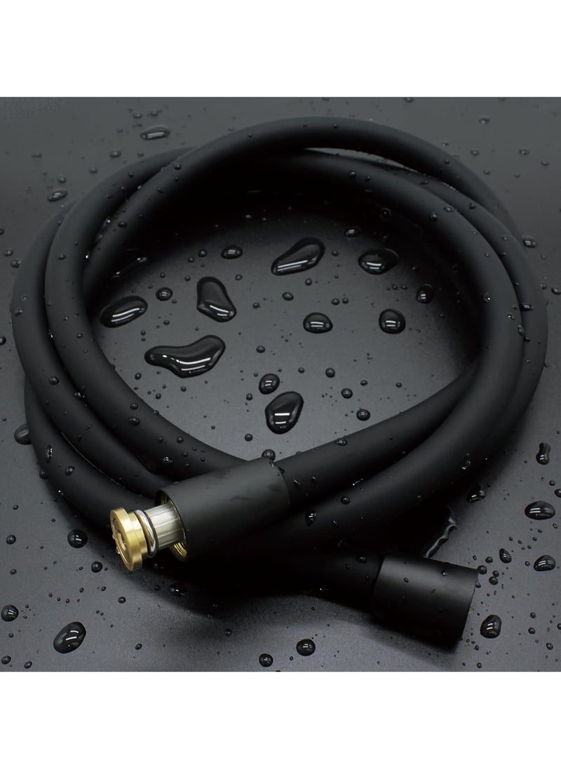 خرطوم دش 150 سم، بديل خرطوم دش سيليكون فائق النعومة، تصميم مضاد للالتواء، وصلة خرطوم رأس دش محمول باليد مع حشوة نحاسية وصمولة، أسود - Image 1