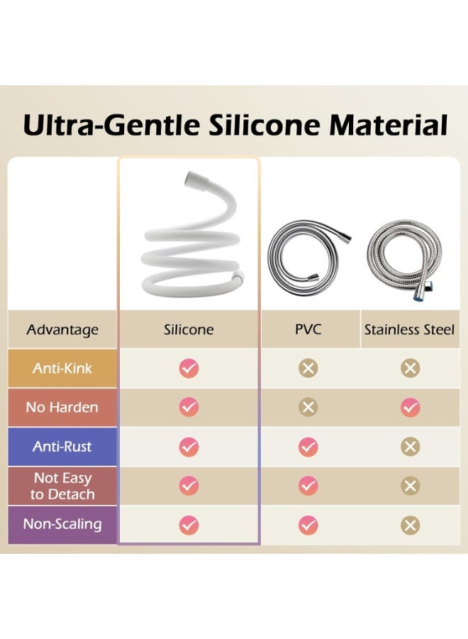 خرطوم دش 150 سم، بديل خرطوم دش سيليكون فائق النعومة، تصميم مضاد للالتواء، وصلة خرطوم رأس دش محمول باليد مع حشوة نحاسية وصمولة، أسود - Image 5