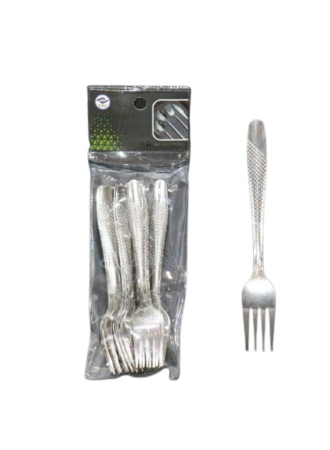 A set of sweet forks made of stainless steel, consisting of 12 silver pieces 