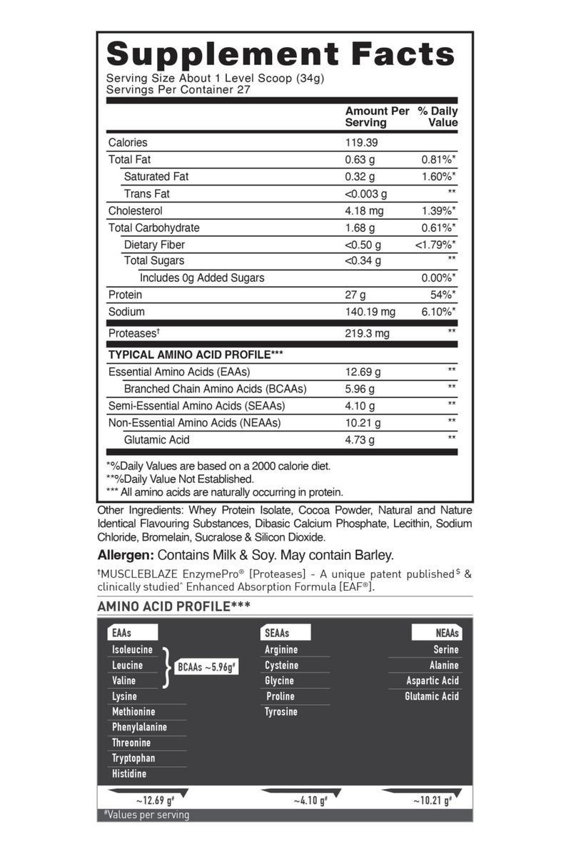 MUSCLEBLAZE MuscleBlaze Biozorb Iso-Zero, Low Carb (Ice Cream Chocolate, 2lbs / 907g) - Image 2