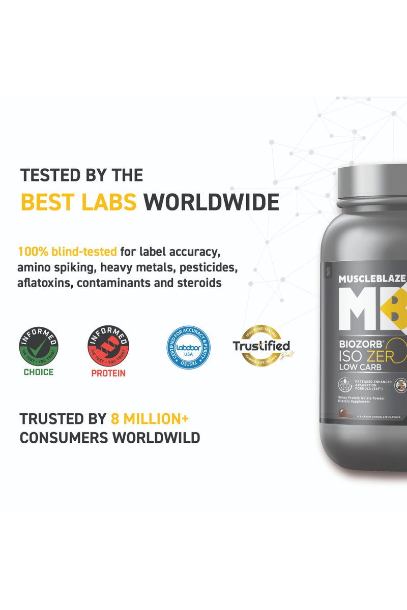 MuscleBlaze Biozorb Iso-Zero, Low Carb (Ice Cream Chocolate, 2lbs / 907g)