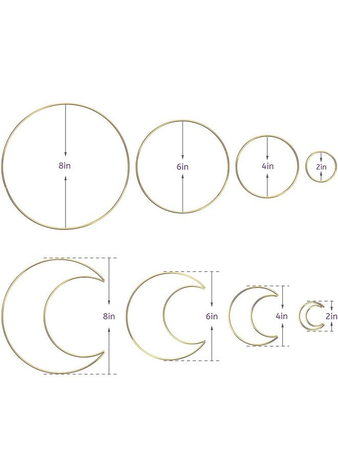 Hoedia 8Pcs Gold Macrame Dream Catcher Rings Metal Hoops Diy Floral Macrame Hoop For Wall Hanging Crafts 4 Size Wreath Ring For Wedding Wreath Decor  - Image 2