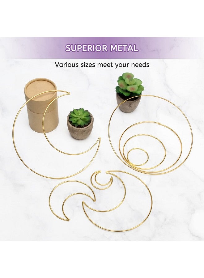 Hoedia 8Pcs Gold Macrame Dream Catcher Rings Metal Hoops Diy Floral Macrame Hoop For Wall Hanging Crafts 4 Size Wreath Ring For Wedding Wreath Decor  - Image 5