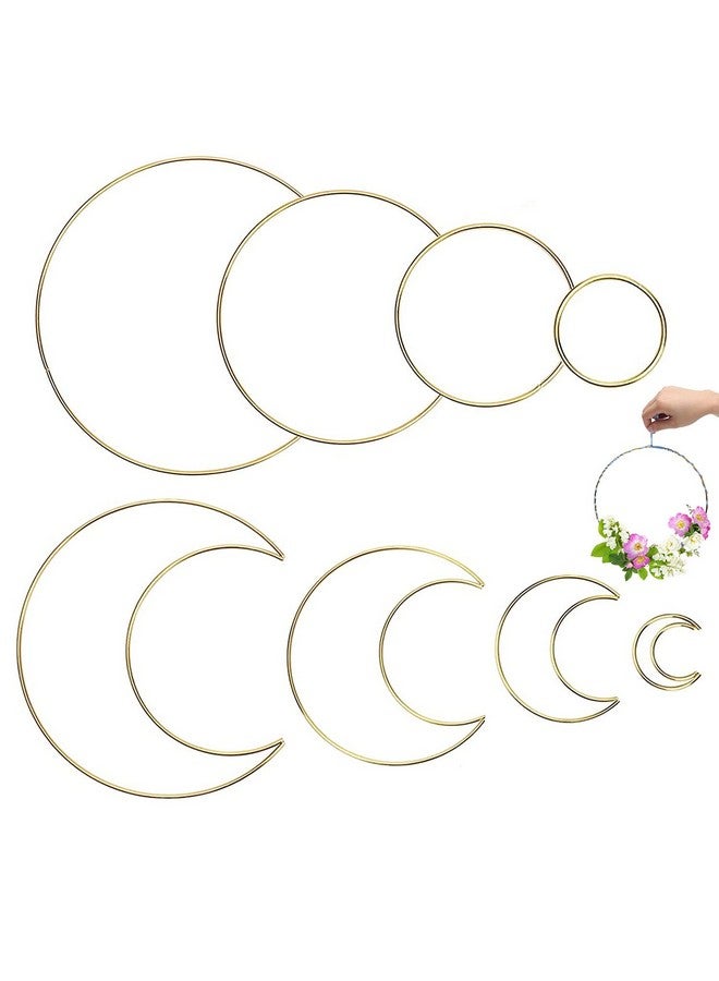 Hoedia 8Pcs Gold Macrame Dream Catcher Rings Metal Hoops Diy Floral Macrame Hoop For Wall Hanging Crafts 4 Size Wreath Ring For Wedding Wreath Decor  - Image 1