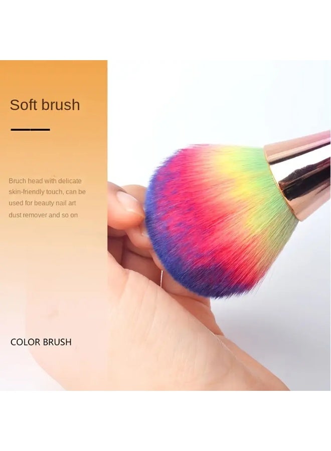 يوكانبي فرشتا بودرة برأس فطر كبير (عدد 2) – فرشاة ذهبية وردية وفرشاة قوس قزح قابلة للسحب لتطبيق البودرة والبلشر والأساس - Image 4