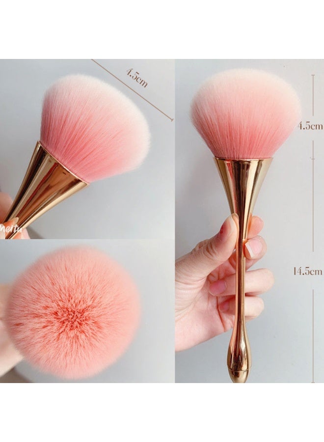 يوكانبي فرشتا بودرة برأس فطر كبير (عدد 2) – فرشاة ذهبية وردية وفرشاة قوس قزح قابلة للسحب لتطبيق البودرة والبلشر والأساس - Image 3